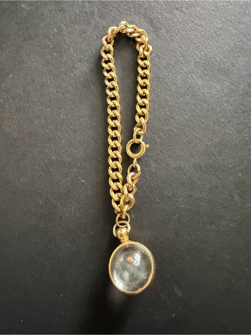 Gold-Tone Necklace with Round Glass Pendant